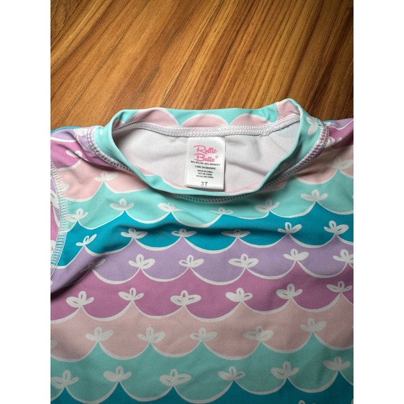 Ruffle Butts Girls 3T Rash Guard Swim Shirt Long Sleeve Mermaid Scale - Picture 3 of 3
